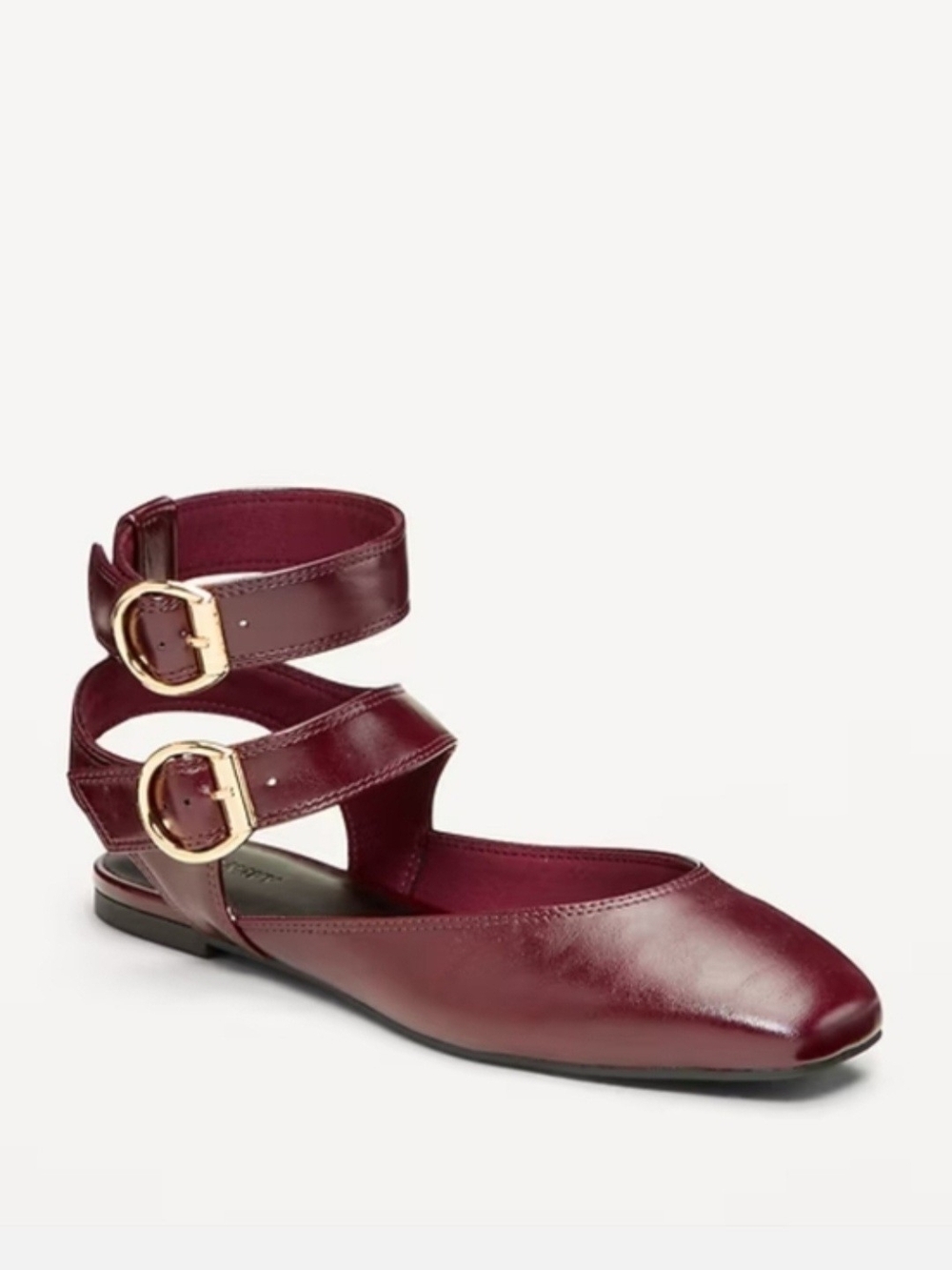 Old Navy Women's Burgundy Double-Ankle Strap Flat